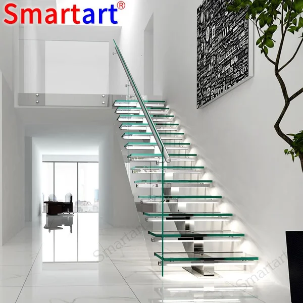 High Quality Best Selling Glass Spiral Stair led Step glass Staircase