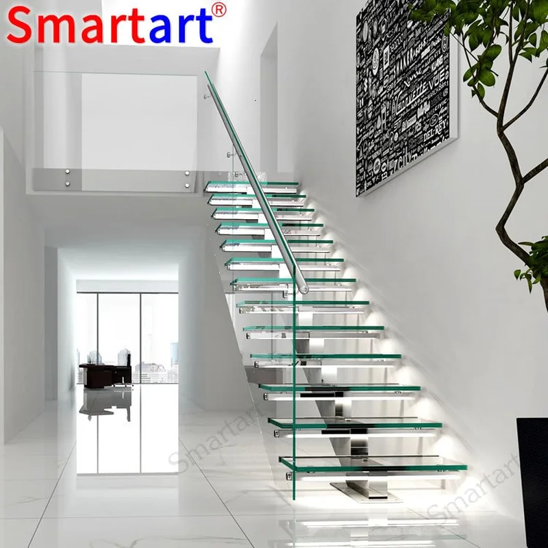 High Quality Best Selling Glass Spiral Stair led Step glass Staircase