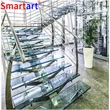 Popular Indoor tempered glass stairs with LED light 
