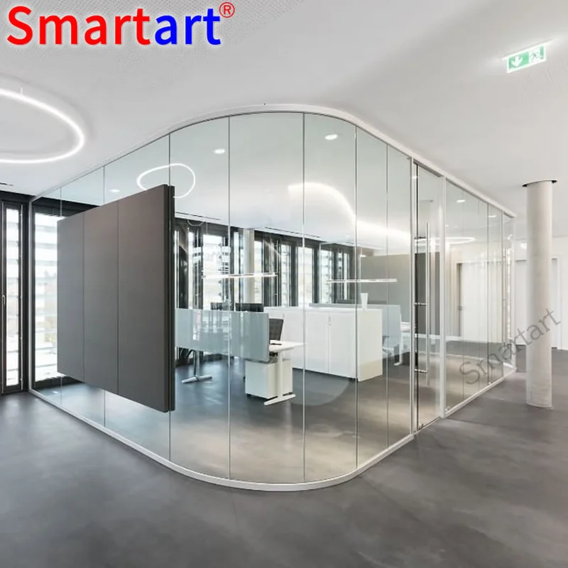 أنظمة تقسيم المكاتب الزجاجية بإطار من الألومنيوم  