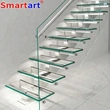 2022 Simple staircase design Indoor tempered glass stairs
