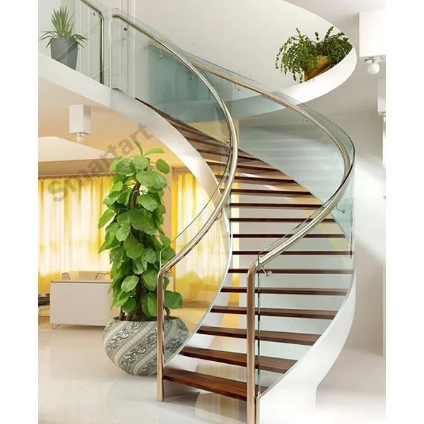 Popular Indoor Curved Wood Staircase