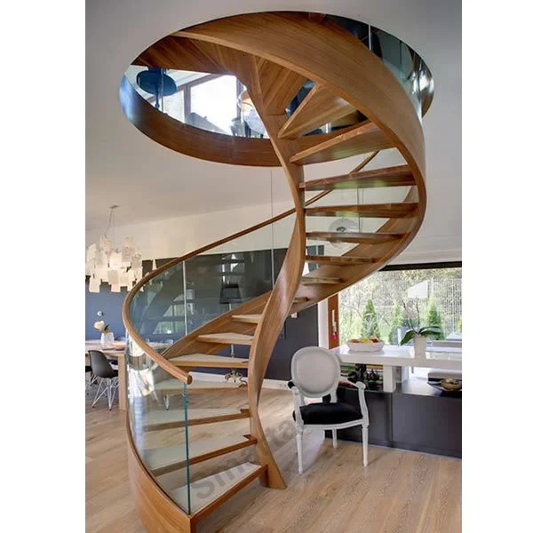 Curved Staircase With American Red Oak Treads Indoor Use Arc Stair