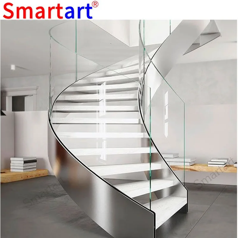 Popular Indoor Curved Wood Staircase
