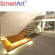 Popular solid wood stair floating staircase with Glass certificate