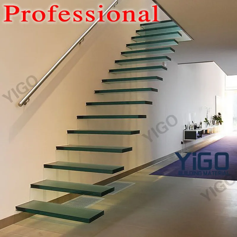 Modern Floating Straight Staircase Marble Step Design 
