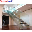 Double stringer glass stair with LED lights 