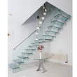 Double stringer glass stair with LED lights 