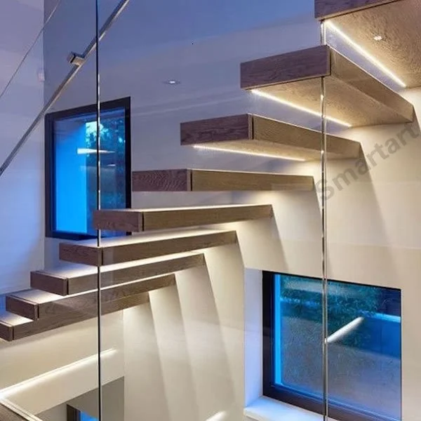 Top Sale Cantilever Iron Fabricated Center Spine Led Stair 