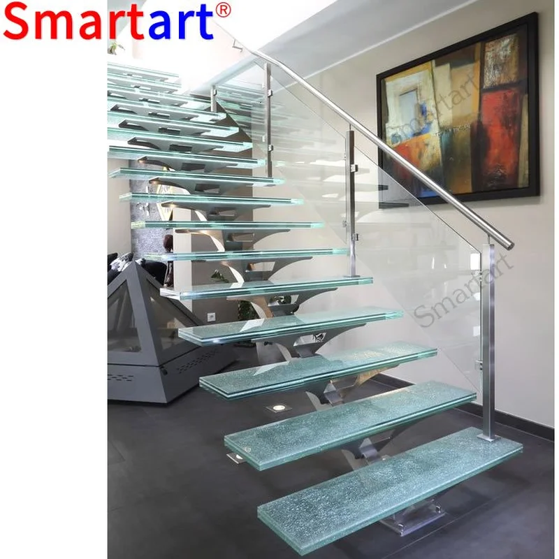 High Quality Best Selling Glass Spiral Stair led Step glass Staircase