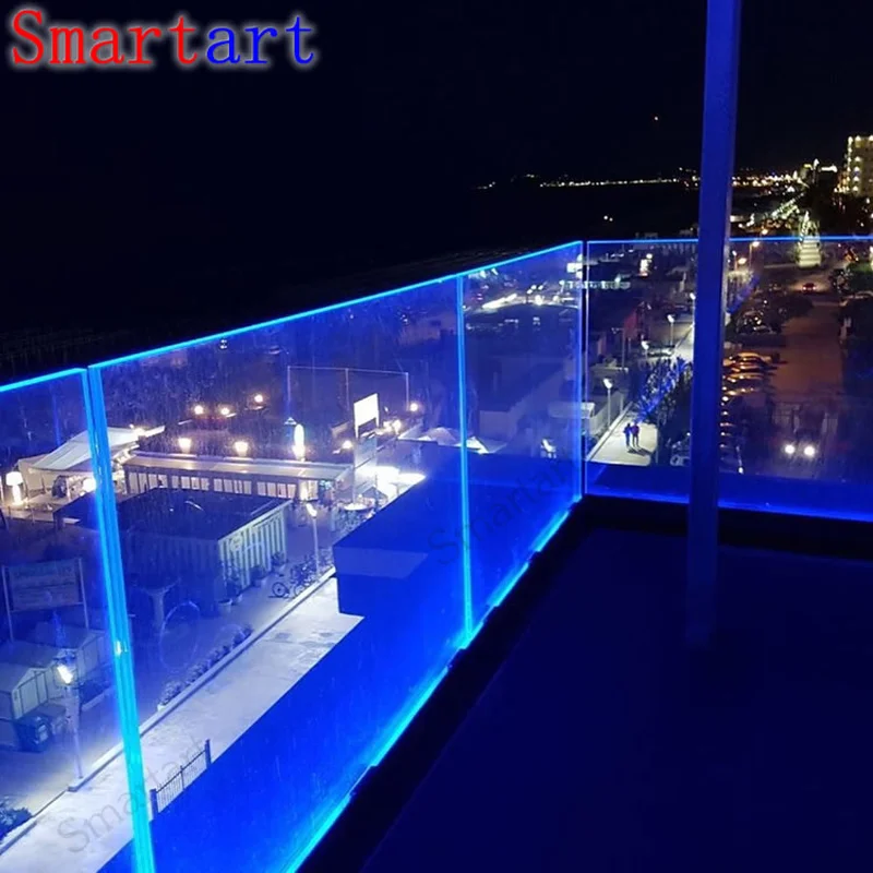 Canal en U de aluminio con LED para cercas de piscinas de vidrio o para barandillas de terraza