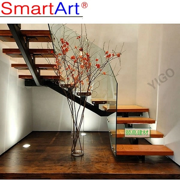 Escaleras de madera de nogal para el hogar, escaleras de madera flotantes, escaleras de madera flotantes