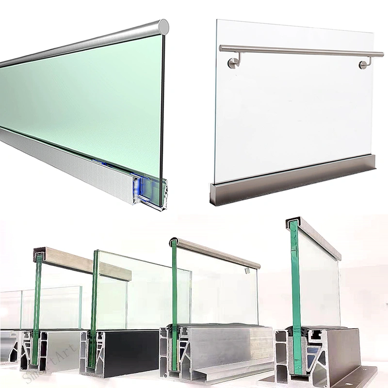 Canal en U de aluminio con LED para cercas de piscinas de vidrio o para barandillas de terraza