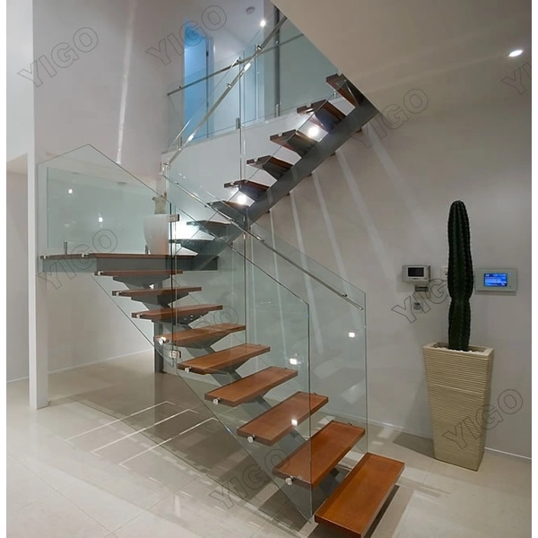 Escaleras de madera de nogal para el hogar, escaleras de madera flotantes, escaleras de madera flotantes