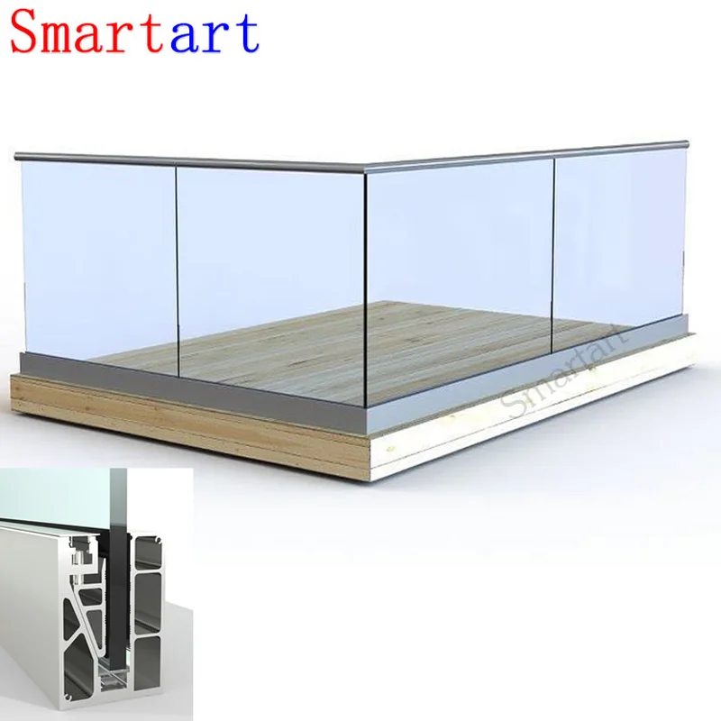 Luxury RGB LED Light Glass Railing with best aluminum U channel