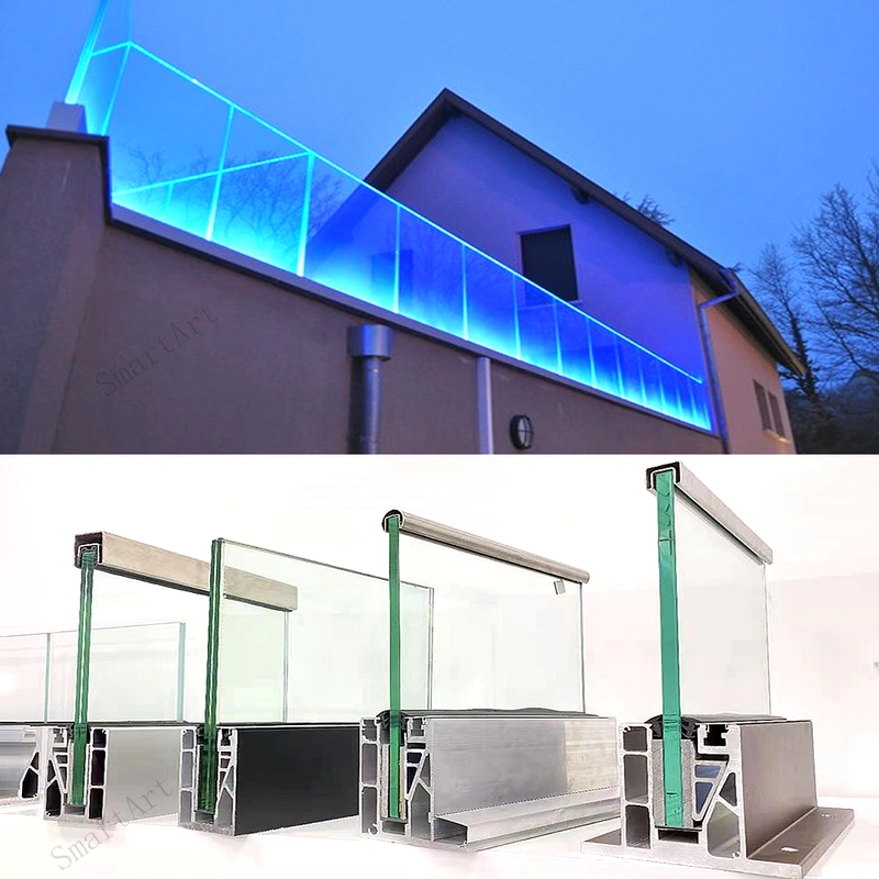 стеклянные перила современные перила с U-образным профилем алюминиевые перила