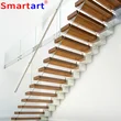 Popular solid wood stair floating staircase with Glass certificate