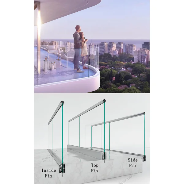 Luxury RGB LED Light Glass Railing with best aluminum U channel