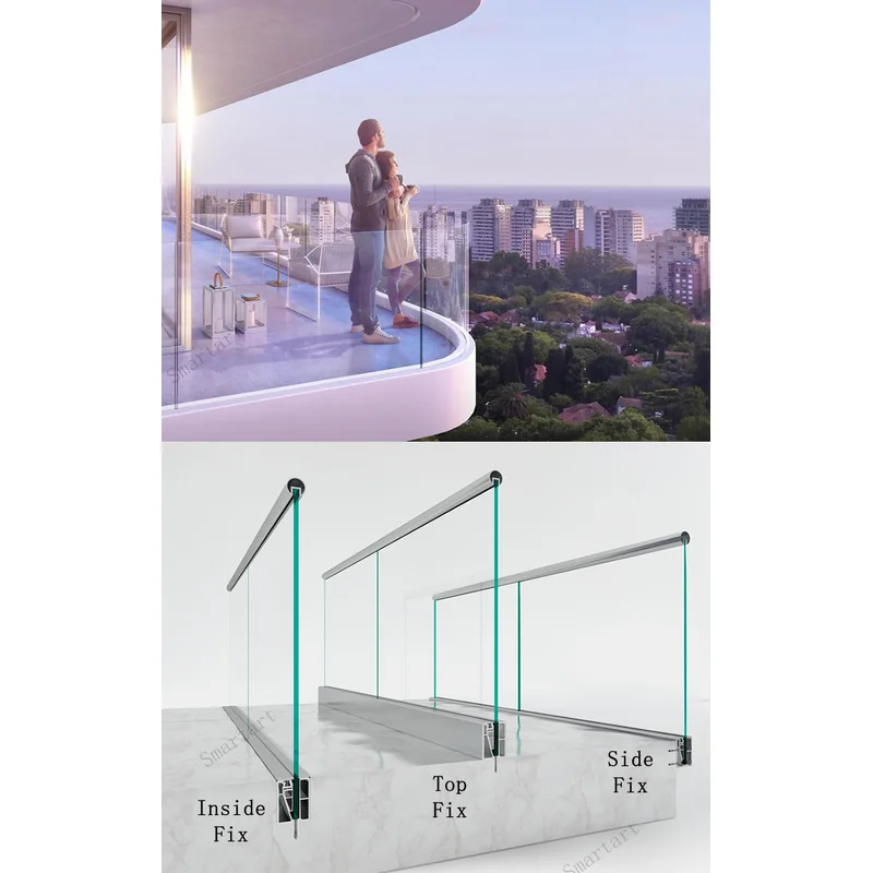 Luxury RGB LED Light Glass Railing with best aluminum U channel