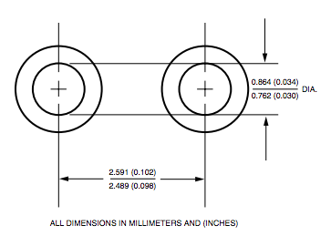 PCB hole diameter for AI