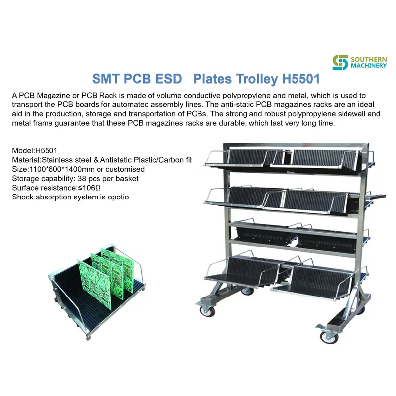 Тележка для пластин smt pcb esd h5501 - умный партнер фабрики ems