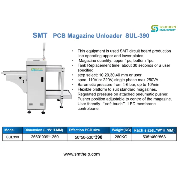descargador de revistas smt pcb sul-390 – socio de fábrica inteligente ems