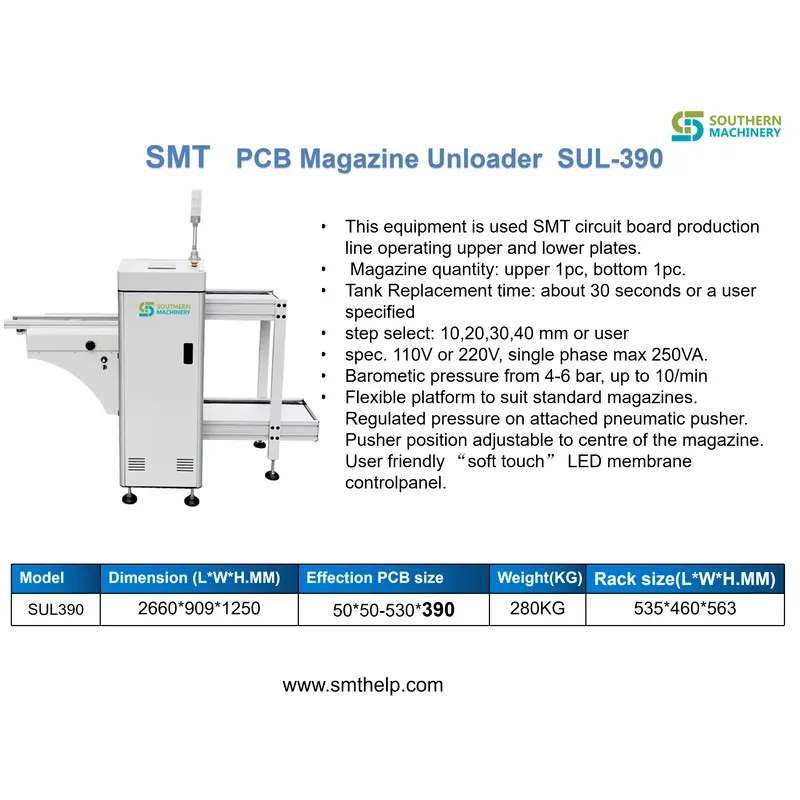 descargador de revistas smt pcb sul-390 – socio de fábrica inteligente ems
