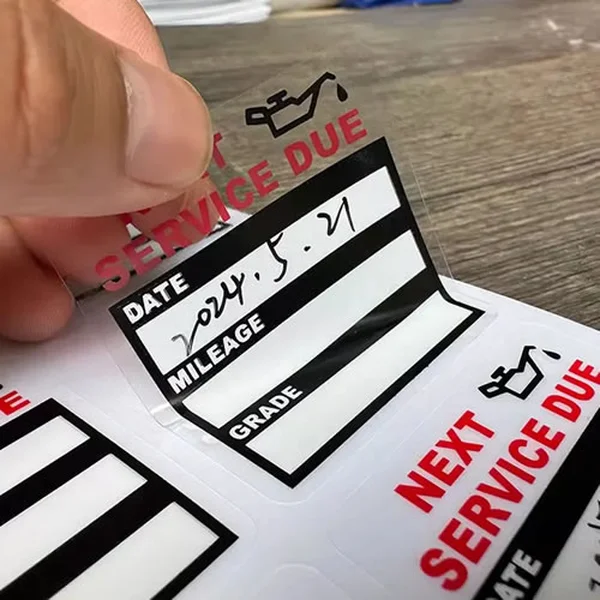 Custom Oil Change Stickers – Writable & Removable Windshield Labels