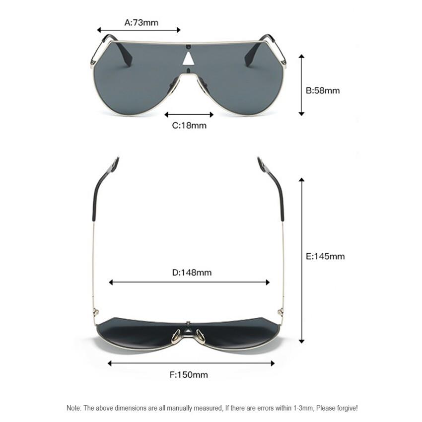 flat top one piece metal sunglasses
