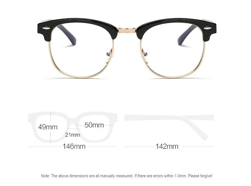 retro half-frame eyeglasses frame