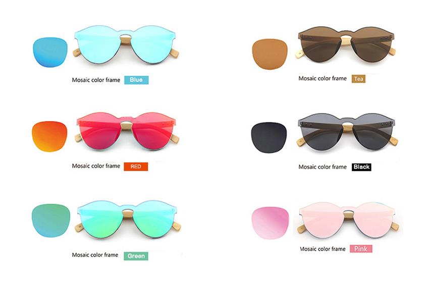 customized rimless bamboo temple sunglasses