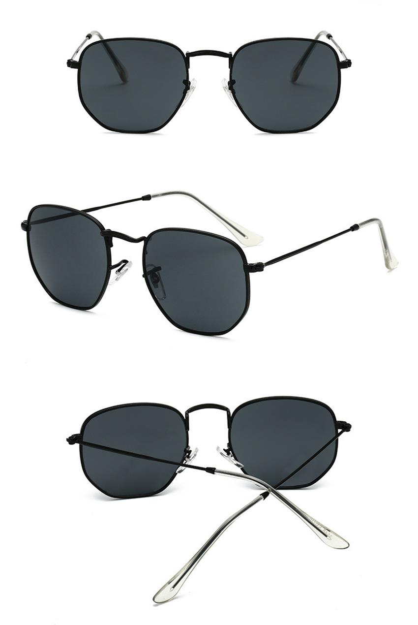 wholesale black polygon metal sunglasses