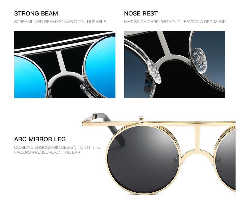 metal polarized flip up sunglasses