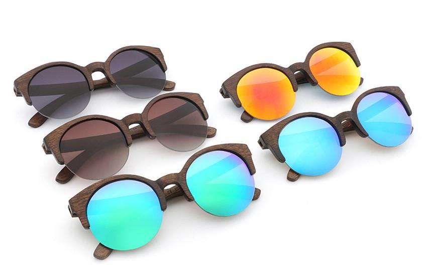 wholesale round lens bamboo sunglasses