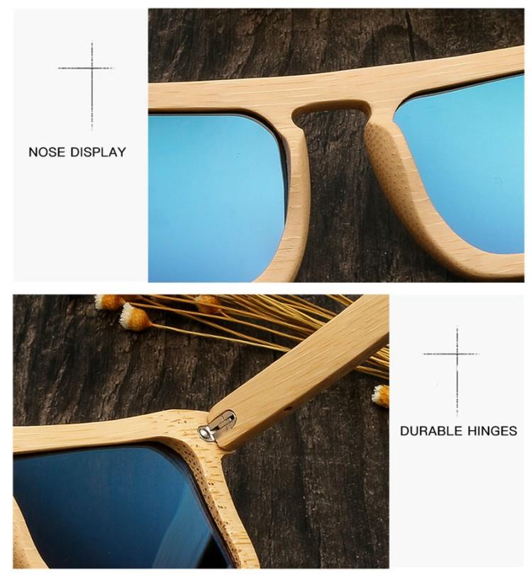 china square frame bamboo sunglasses