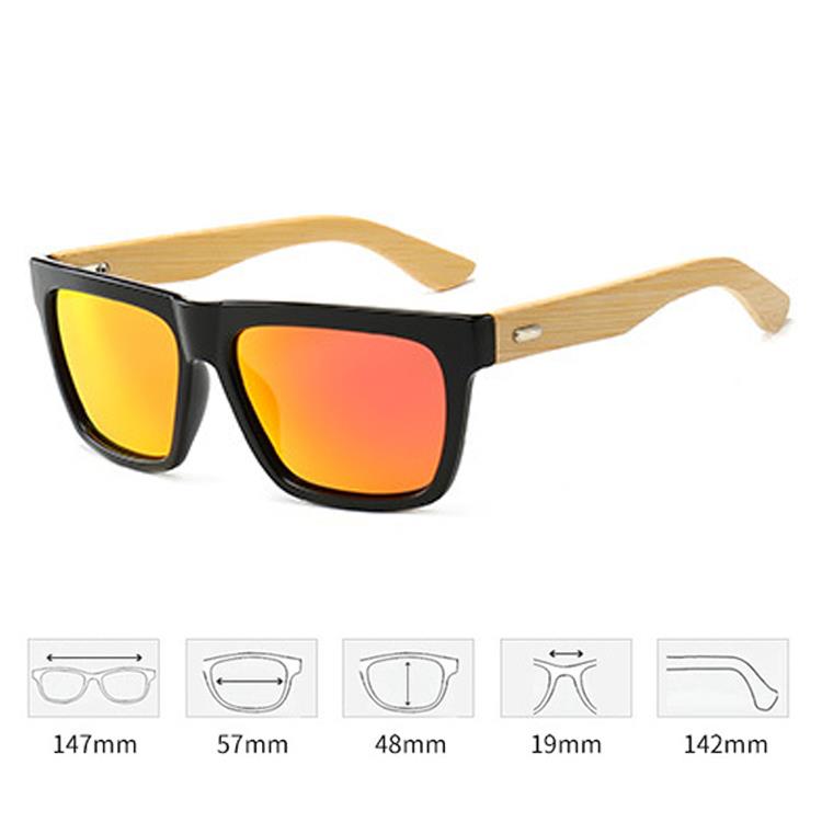 Bamboo arm sunglasses size