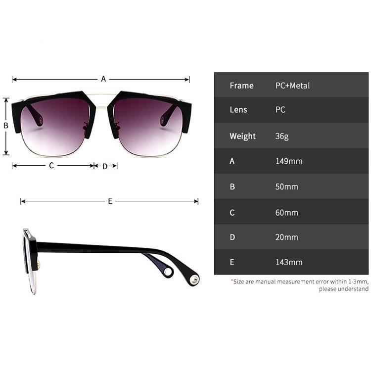 Good Design Fashion Metal Sunglasses size