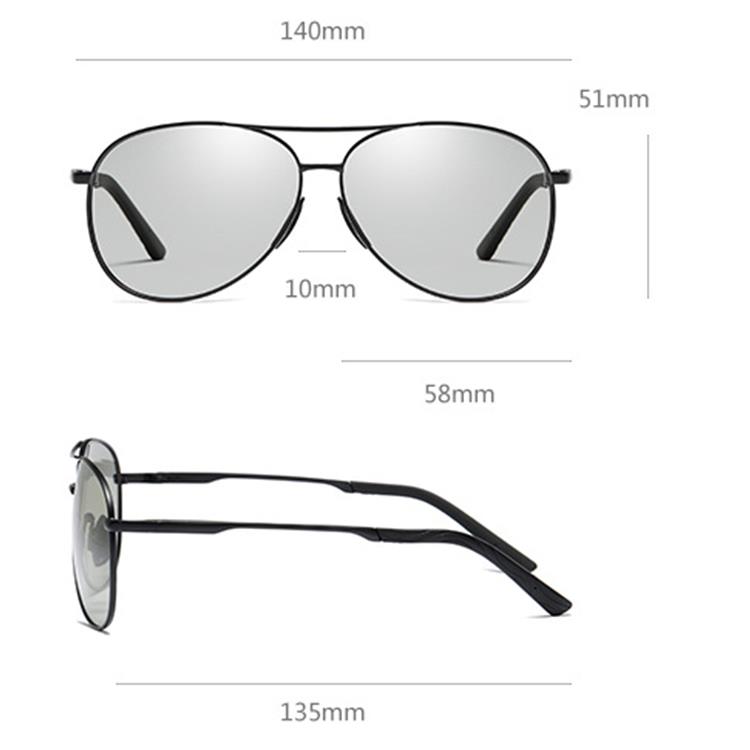 Color-changing sunglasses size