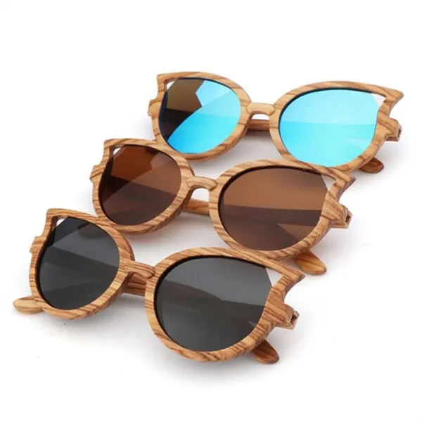 2021 Polarized Women Man Cat Eye Fashion Wooden Sunglasses UV400 Protection TAC Lens Glasses Wooden Glasses Manufacture