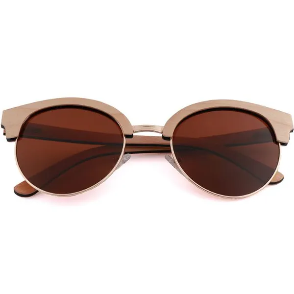 Eco- Friendly Wooden Glasses TAC Lens Luxury Round Mirror S Polarized Sunglasses