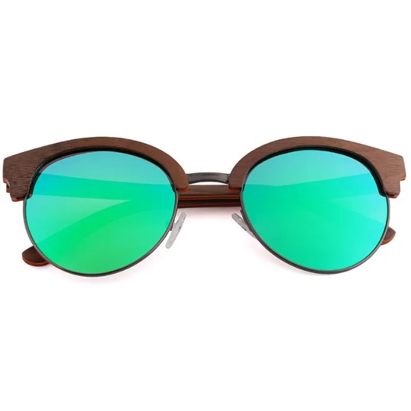 Eco- Friendly Wooden Glasses TAC Lens Luxury Round Mirror S Polarized Sunglasses