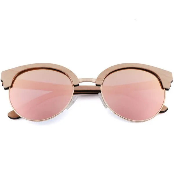 Eco- Friendly Wooden Glasses TAC Lens Luxury Round Mirror S Polarized Sunglasses