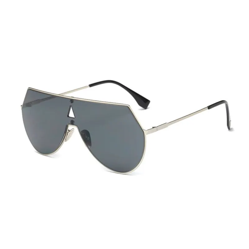 Flat Top One Piece Metal Sunglasses