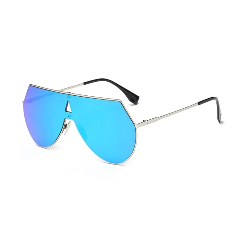 Flat Top One Piece Metal Sunglasses