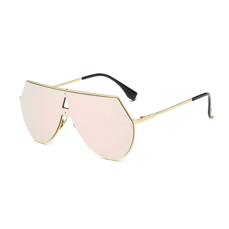 Flat Top One Piece Metal Sunglasses