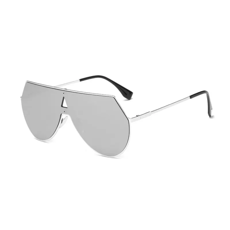 Flat Top One Piece Metal Sunglasses