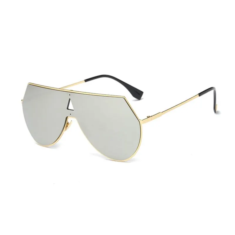 Flat Top One Piece Metal Sunglasses