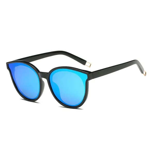 Ice Blue Lens Plastic Round Sunglasses
