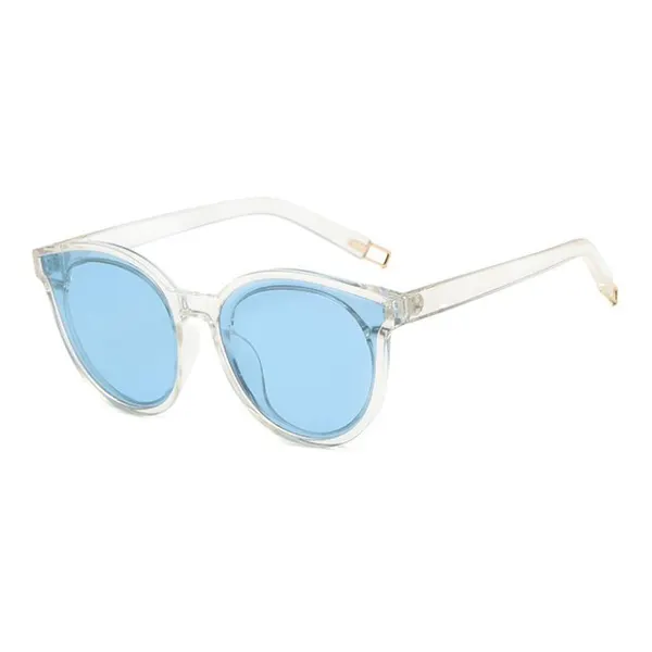 Ice Blue Lens Plastic Round Sunglasses