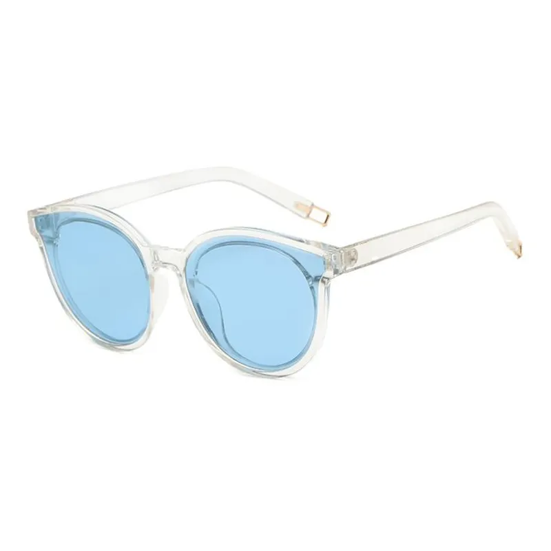 Ice Blue Lens Plastic Round Sunglasses